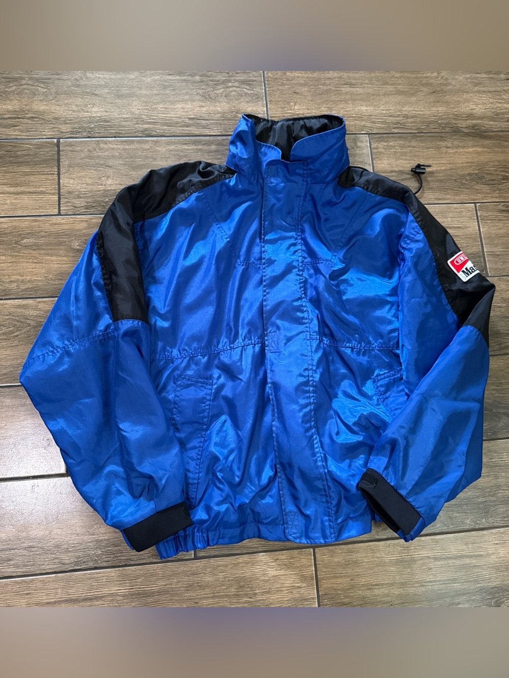 Vintage Marlboro Jacket Adult Large Blue Nylon Windbreaker Rain Hooded 90s